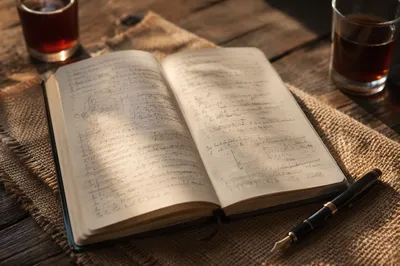 Open Notebook with Handwritten Study Notes