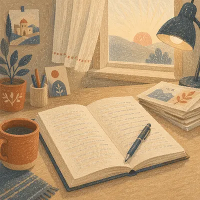 Quiet Morning Study Desk with Notebook
