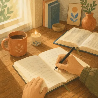 Quiet Handwriting Study Desk in Morning Light
