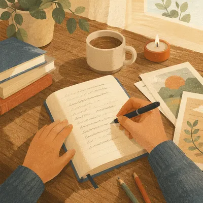 Quiet Christian Study Desk with Handwriting
