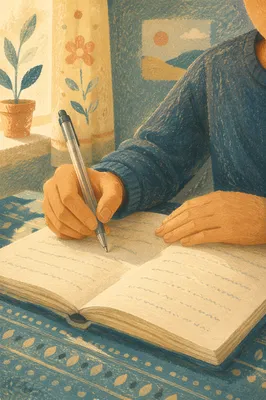 Focused Handwriting Study Desk With Notebook