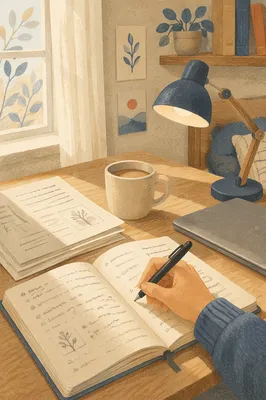 Quiet Handwriting Study Desk Morning Scene