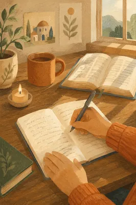 Quiet Handwritten Study Desk in Morning Light