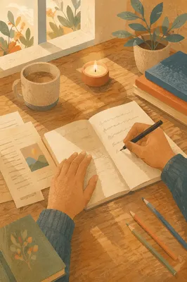 Quiet Christian Study Desk With Handwriting