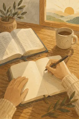 Hands Writing in Notebook on Study Desk
