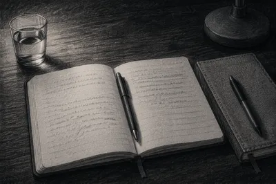 Moody Notebook and Pen Study Desk
