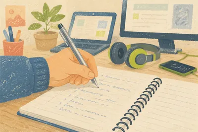 Focused Student Writing Notes at Study Desk