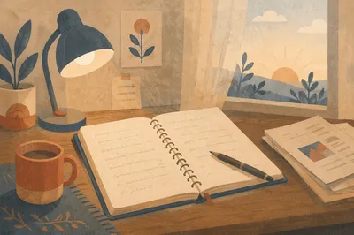Quiet Morning Study Desk with Notebook