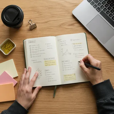 Focused Study Desk With Handwritten Planner