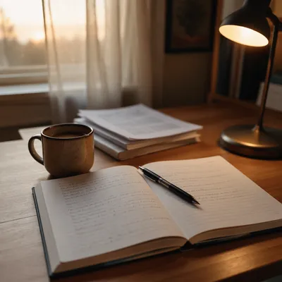Quiet Morning Study Desk with Notebook