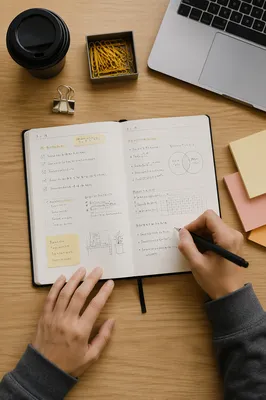 Focused Study Desk With Handwritten Planner
