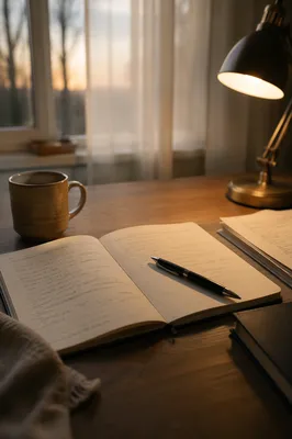 Quiet Morning Study Desk With Notebook