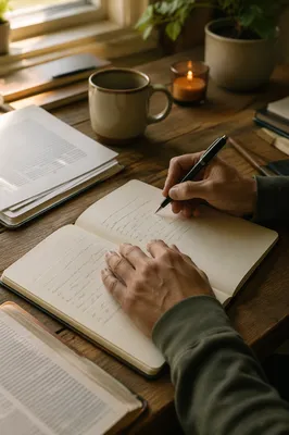 Quiet Christian Study Desk With Handwriting