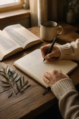 Morning Study Desk with Handwriting Notebook