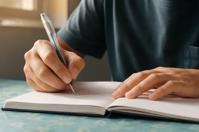 Student Handwriting Notes at Study Desk