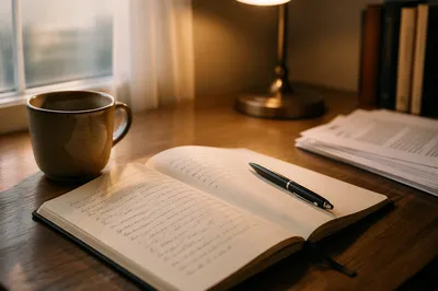 Quiet Morning Study Desk With Notebook
