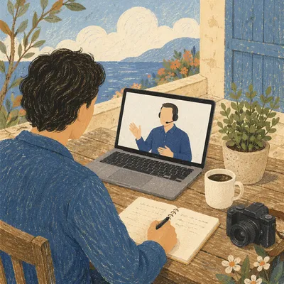 Outdoor Laptop Online Learning Session