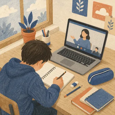 Focused Student in Online Learning Scene