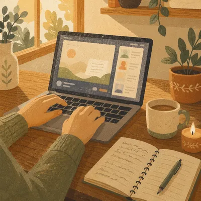 Warm Morning Online Learning at Laptop