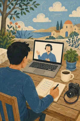 Outdoor Online Learning Laptop Study Scene
