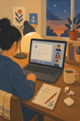 Cozy Evening Online Learning Laptop Desk