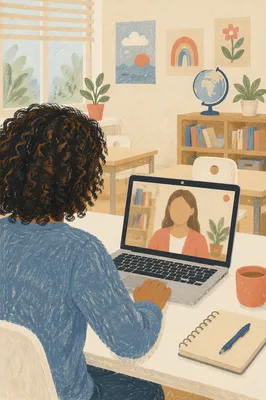 Online Learning Session on Laptop in Classroom