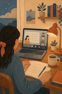 Peaceful Online Learning at Home Desk