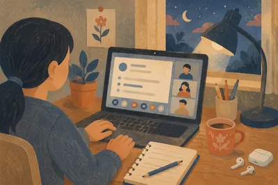 Cozy Online Learning Laptop at Dusk