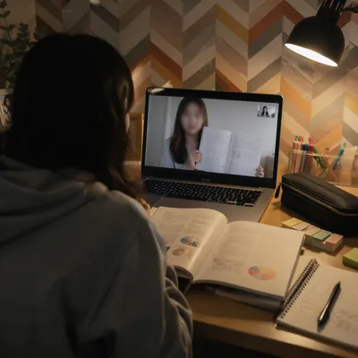 Student Online Learning at Cozy Desk