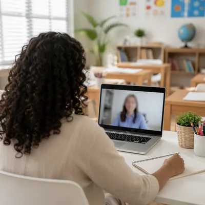Online Learning Session in Modern Classroom