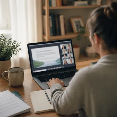 Quiet Home Study Online Learning Scene