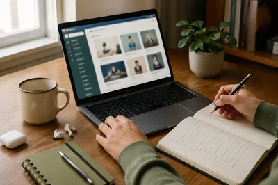 Online Learning Laptop on Home Study Desk