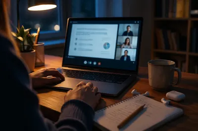 Cozy Online Learning Laptop Desk at Dusk