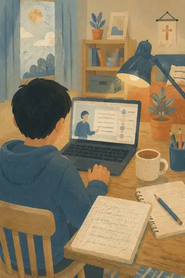 Quiet Morning Online Study at Home