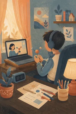 Cozy Online Learning at Home Desk