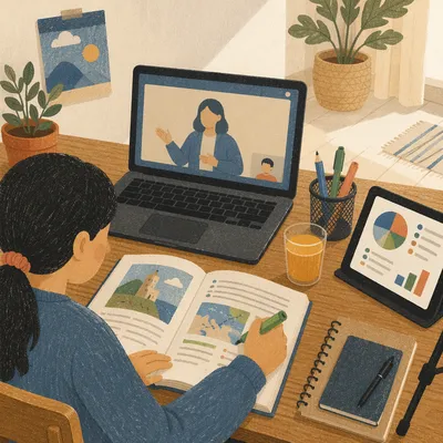 Online Learning Desk with Video Lecture