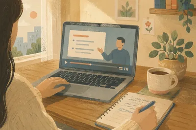 Cozy Online Learning Desk with Laptop