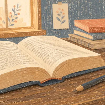 Open Dictionary on Wooden Study Desk