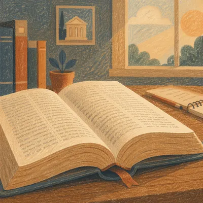 Open Dictionary on Quiet Study Desk
