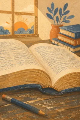 Open Dictionary Close-Up on Study Desk