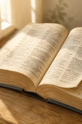 Open Dictionary on Wooden Study Desk