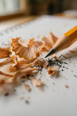 Close-Up Pencil Shavings on Study Desk