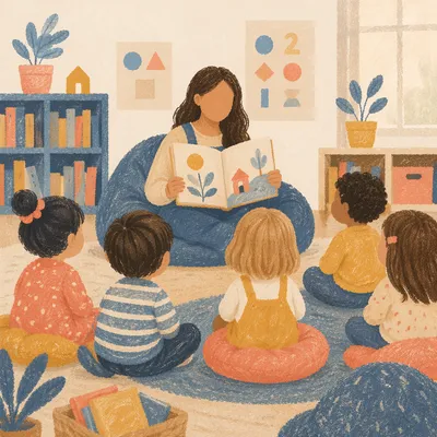 Cozy Children’s Library Storytime Circle