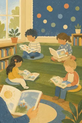 Children Storytime Circle in Library