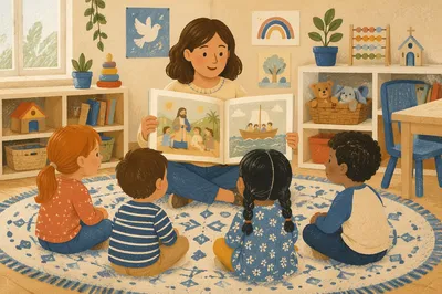Preschool Storytime Circle in Cozy Library