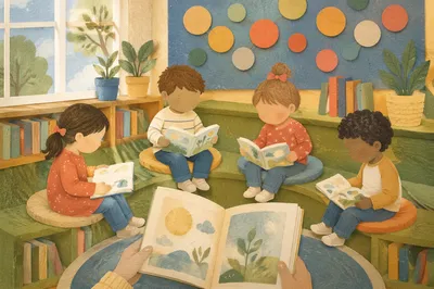 Children Storytime Circle in Library
