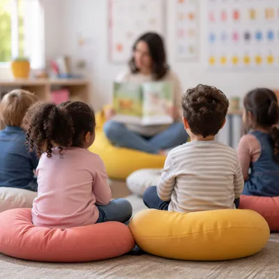Cozy Library Storytime Circle for Children