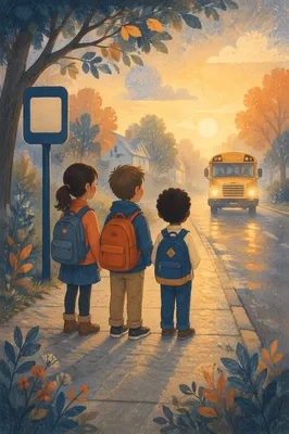 Hopeful Morning at the School Bus Stop