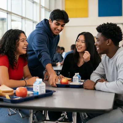 High School Friends Sharing Lunch Together