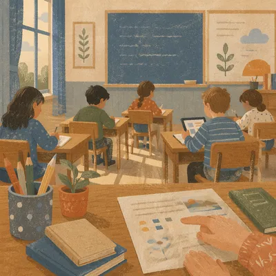 Calm Morning Classroom Learning Scene